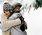 Love Couple Hug In Snow