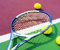 tennis racket on court